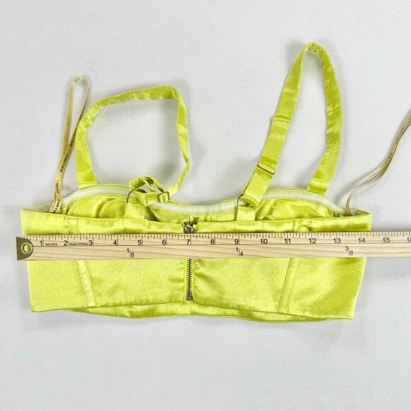 Bronx and Banco Women's Capri Satin Bralette Top XS Lime Green - Picture 11 of 15